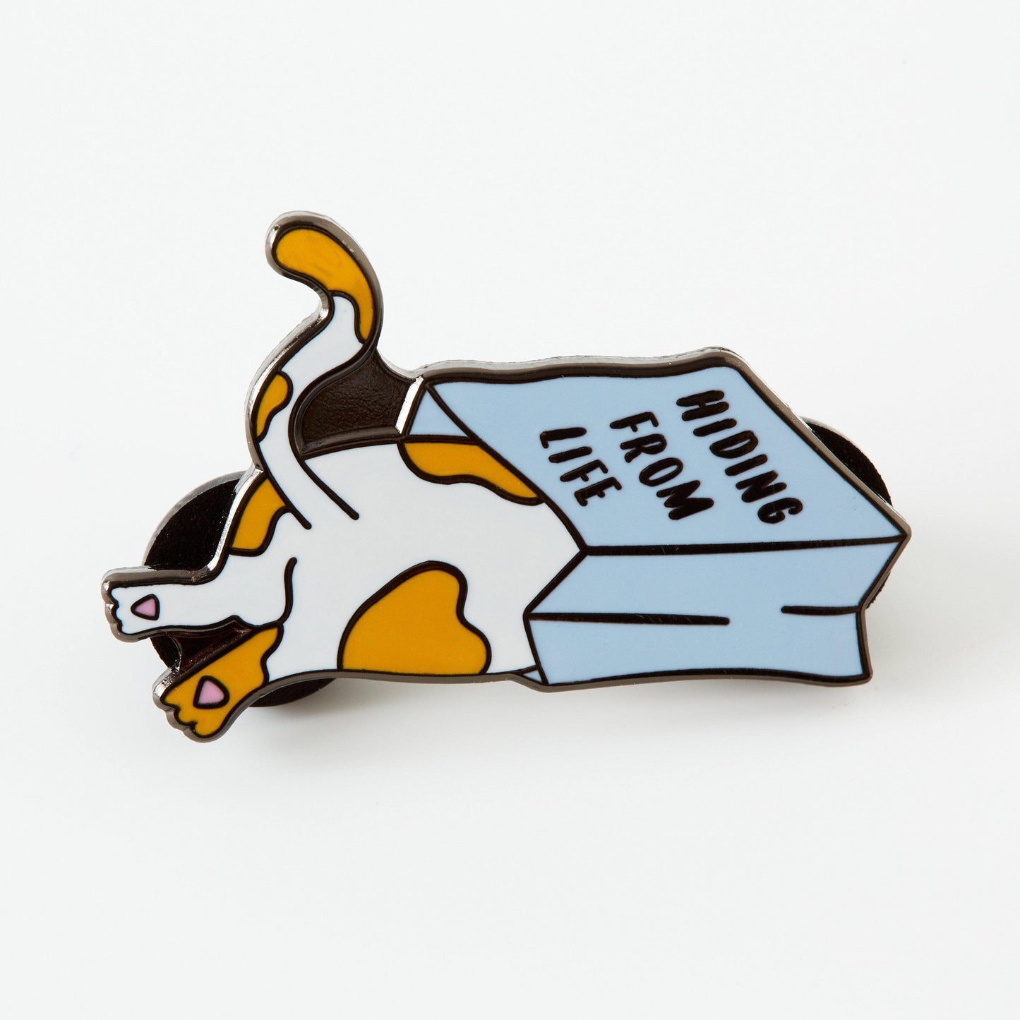 Hiding from Life Cat Enamel Pin