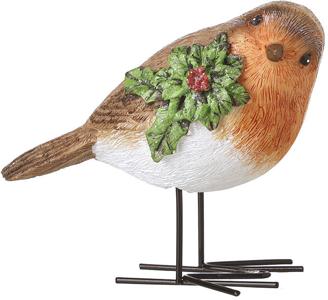 Robin With Holly ornament 9cm