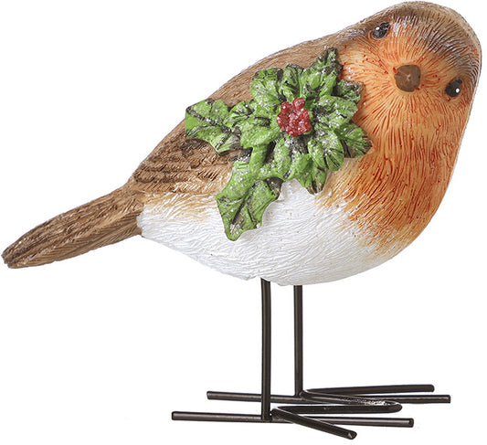 Robin With Holly ornament 9cm