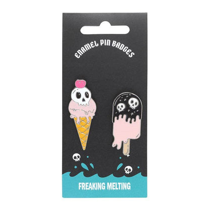 Freaking Melting Goth Ice Cream Enamel Pin Badges