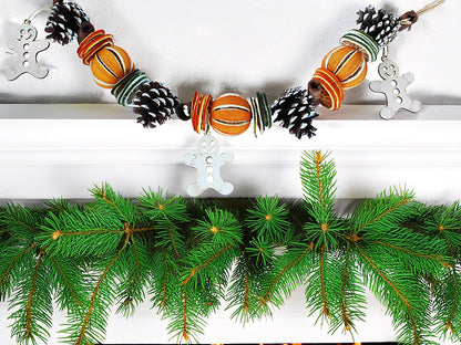 Handmade Gingerbread Man Christmas Garland – Dried Orange, Cinnamon & Cones | Highly Scented Festive Decoration