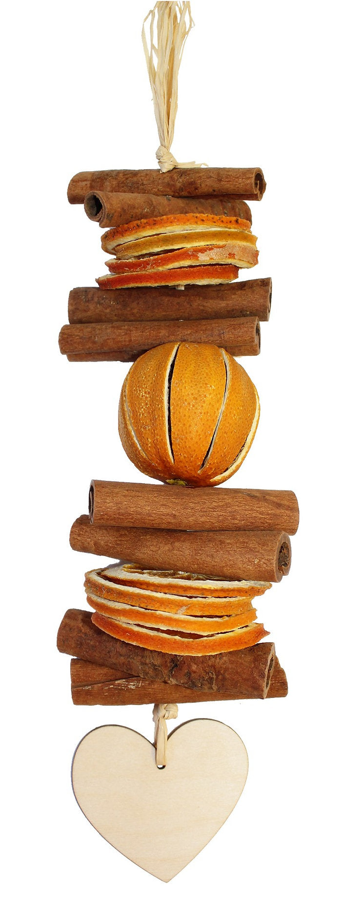 Christmas Garland with Cinnamon Sticks, Dried Orange & Wooden Heart or Star