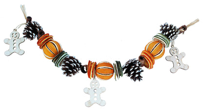 Handmade Gingerbread Man Christmas Garland – Dried Orange, Cinnamon & Cones | Highly Scented Festive Decoration