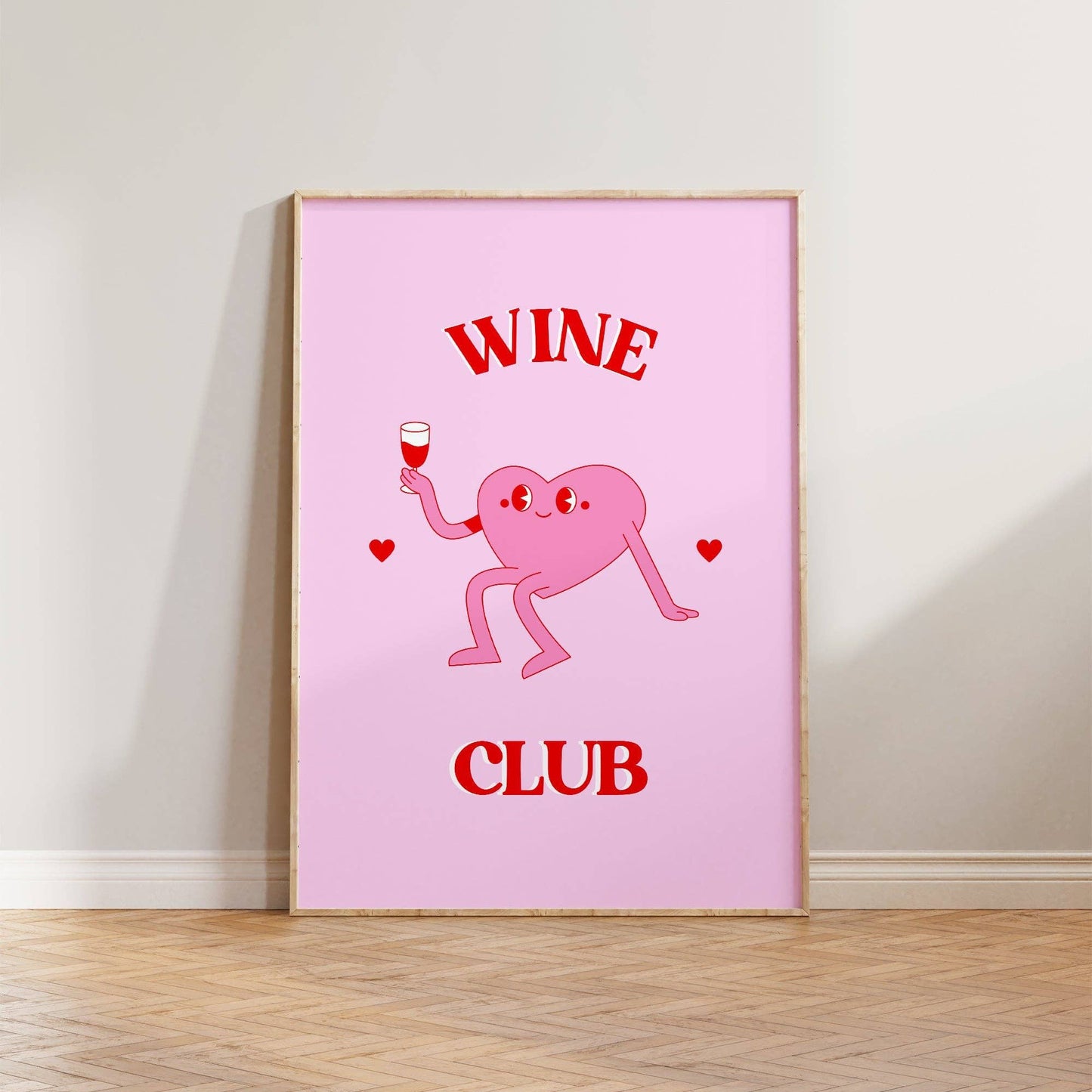 Wine Club Print: Pink / Unframed / A3