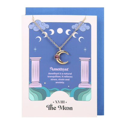 The Moon Celestial Amethyst Necklace Greeting Card