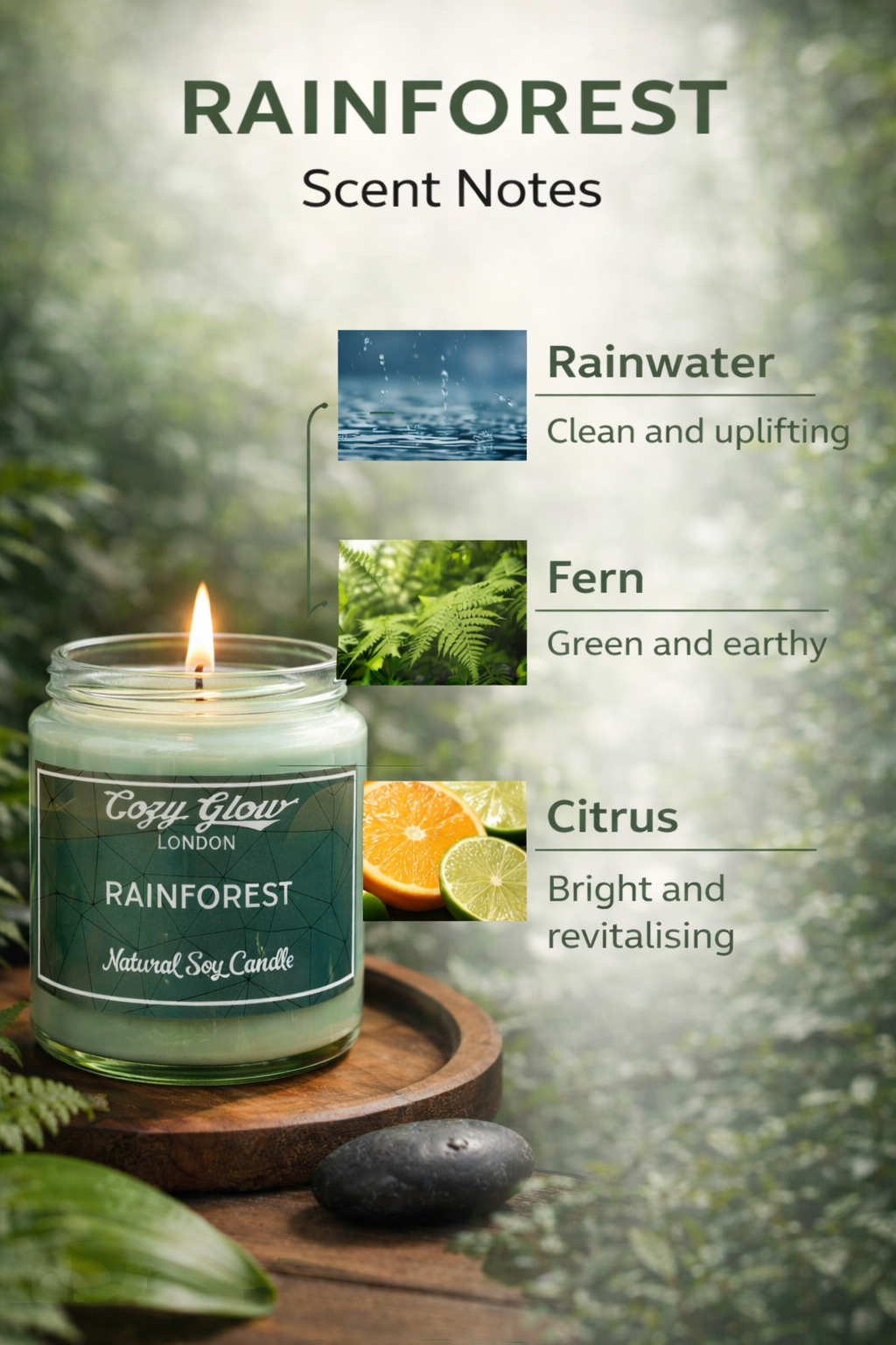 Bougie de soja de forêt tropicale