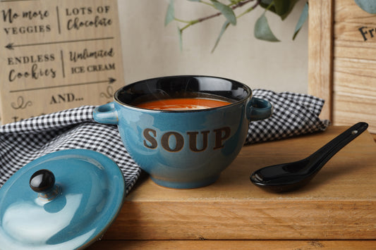 Blue Soup Bowl And Spoon Set