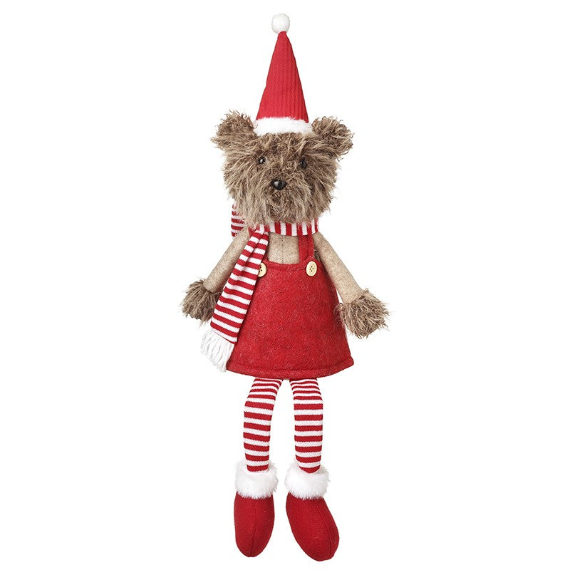 Bear in Red Dress and Stripy Tights