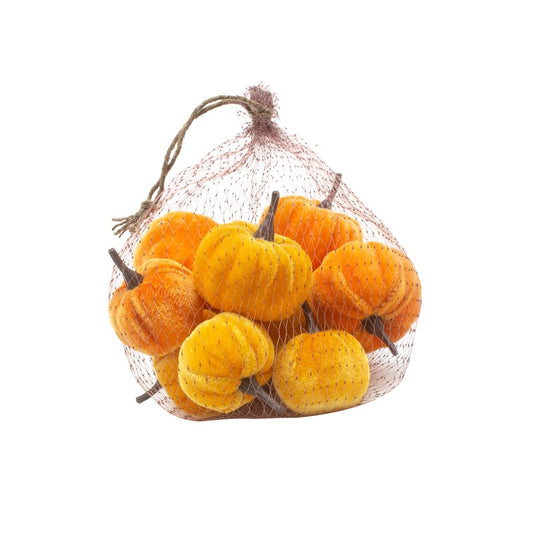 Citrouilles en velours dans un sac en filet x12 