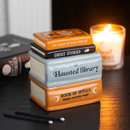 Haunted Library Book Stack Oil Burner And Wax Warmer