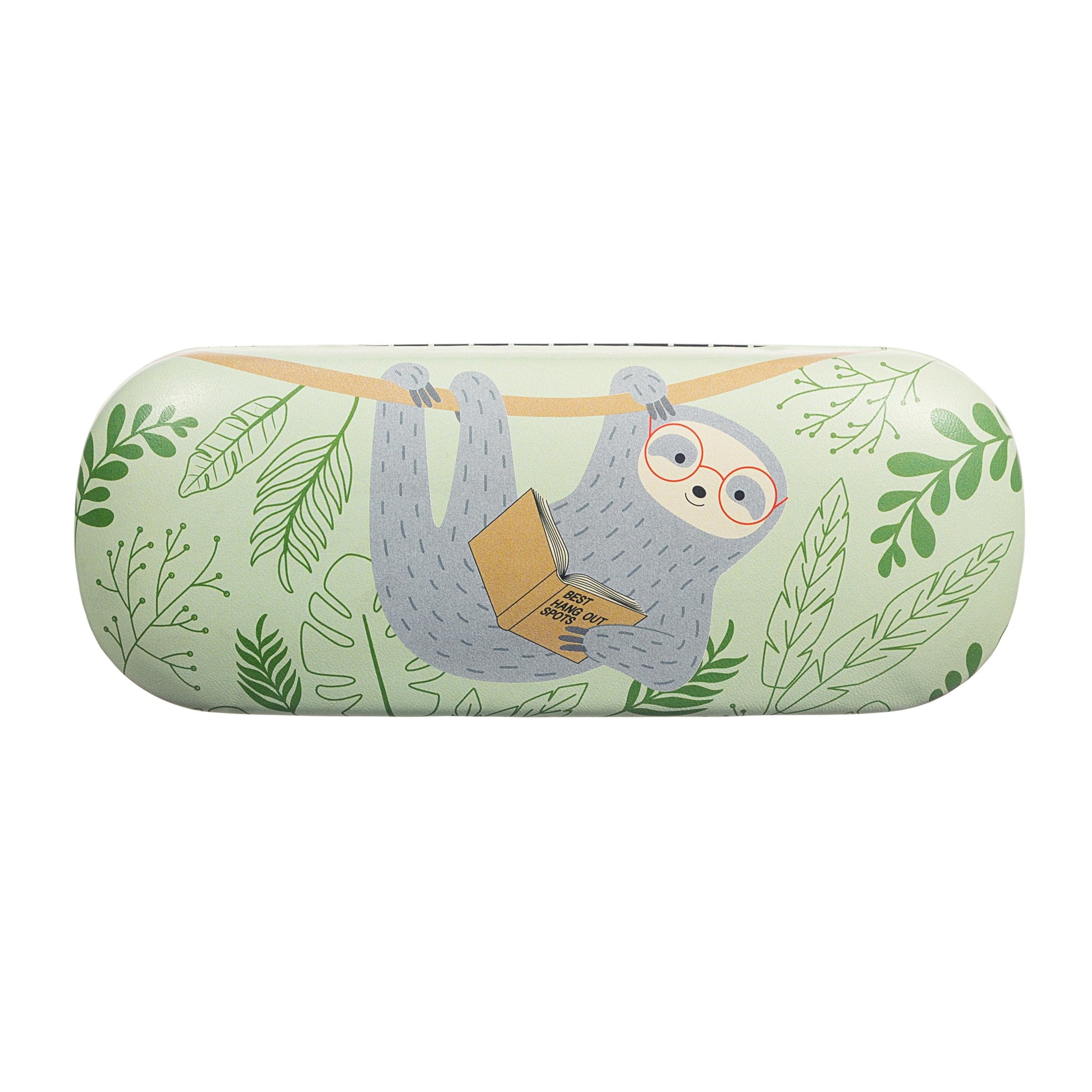 Keep your glasses safe and stylish with our Sloth Glasses Case from our collection. This charming case features our joyful sloth character and leafy greens and soft greys colourway that will brighten up any day. The soft interior and cleaning cloth will keep your glasses protected and clean, making this glasses case a must-have accessory.