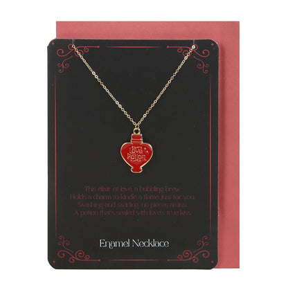 Love Potion Enamel Necklace Geeting Card