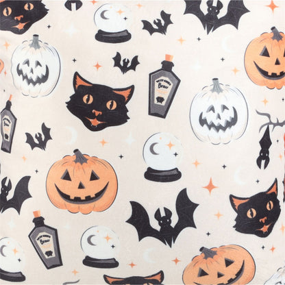 Spooky Cat And Pumpkin Print Cushion