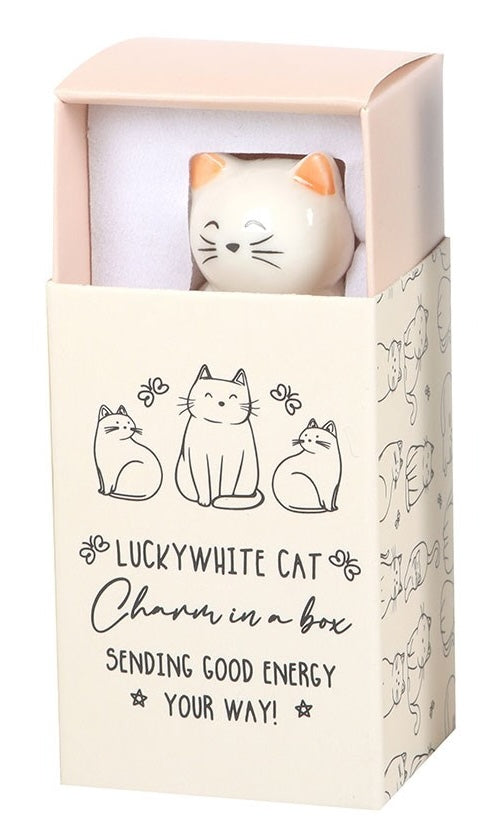 Lucky Cat Charms In A Box | White or Black