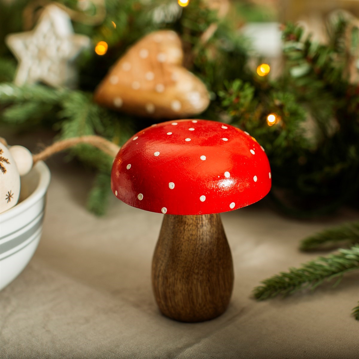 Red Wooden Mushroom Decoration