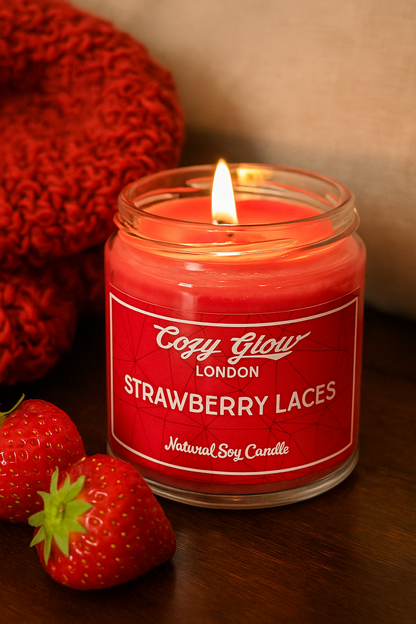 Bougie de soja aux lacets de fraise