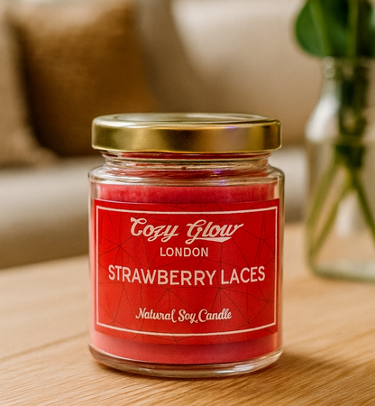 Bougie de soja aux lacets de fraise