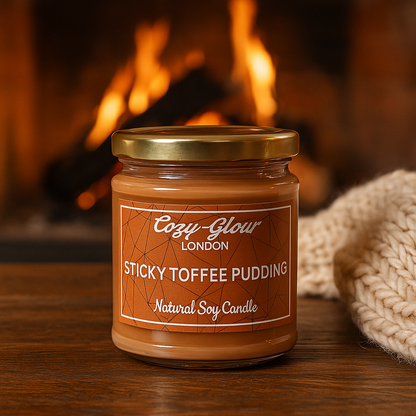 Bougie de soja au pudding au caramel collant