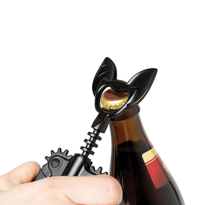 Vino bat corkscrew and bottle opener