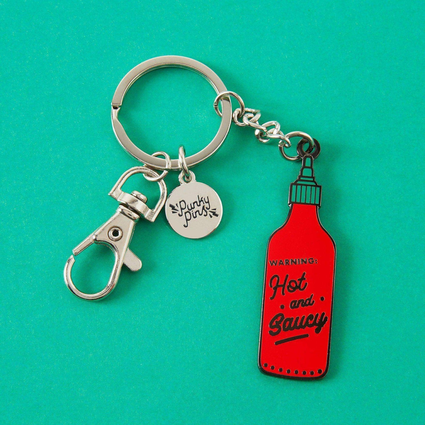 Hot and Saucy Enamel Keyring