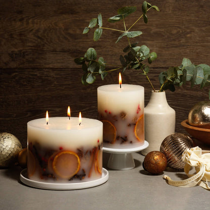 Luxury Handmade Winter Botanical Christmas Pillar Candle Soy