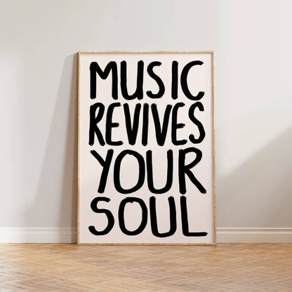 Music Revives Your Soul Print: Pink + Green / Unframed / A3