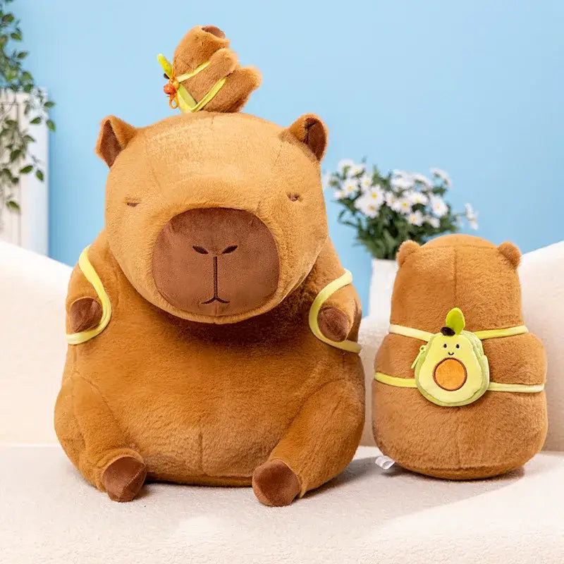 Capybara With Avocado Backpack Plush: M - 30cm/11.8in