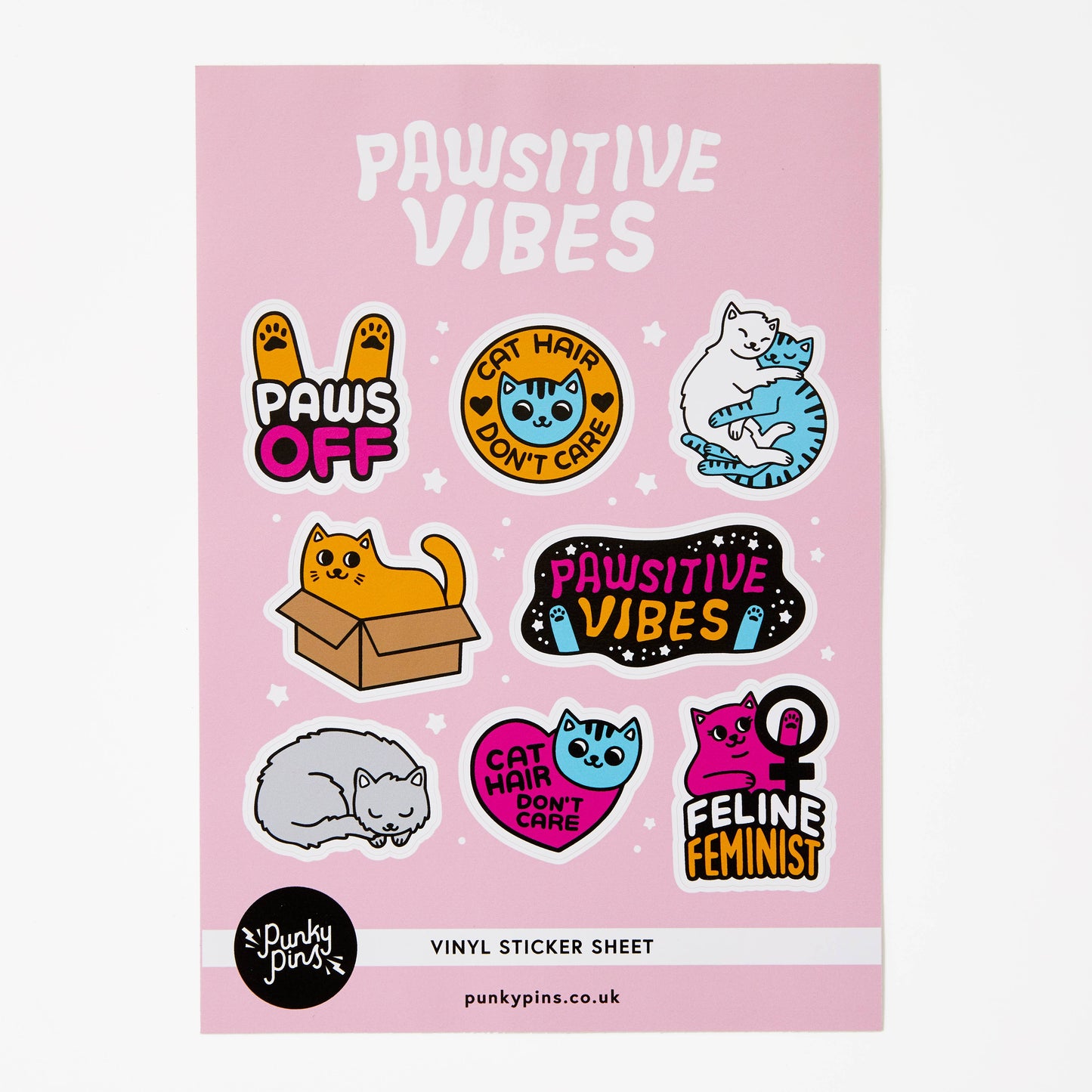 Pawsitive Vibes Cats Vinyl Sticker Sheet