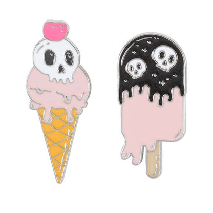 Freaking Melting Goth Ice Cream Enamel Pin Badges