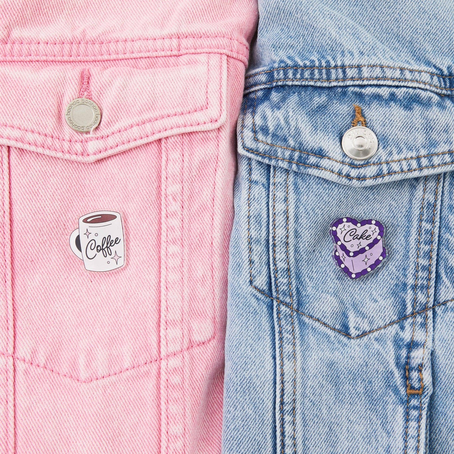 Coffee & Cake Acrylic Pin Pair