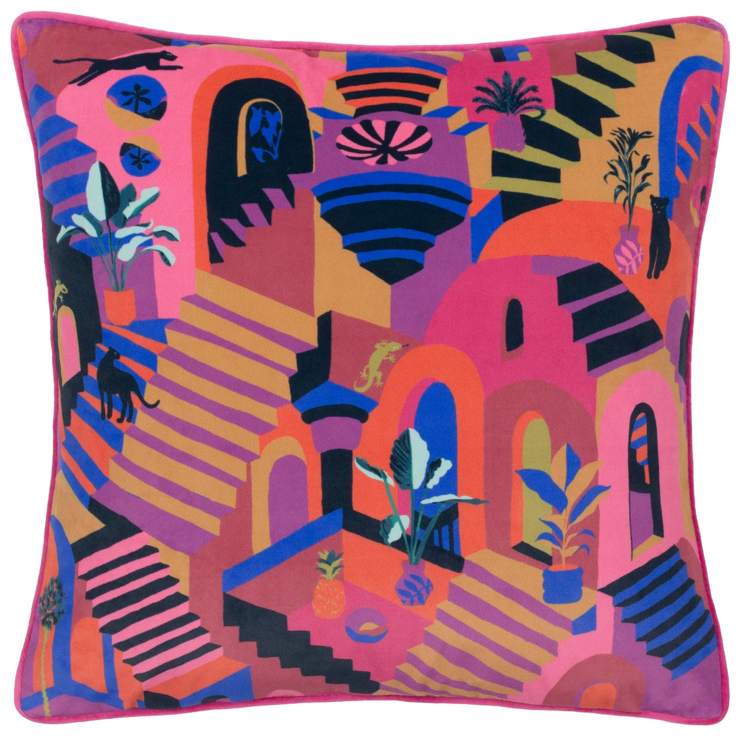 Eivissa Embroidered Velvet Cushion Multicolour