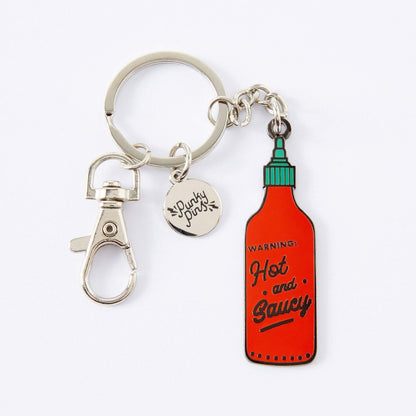 Hot and Saucy Enamel Keyring