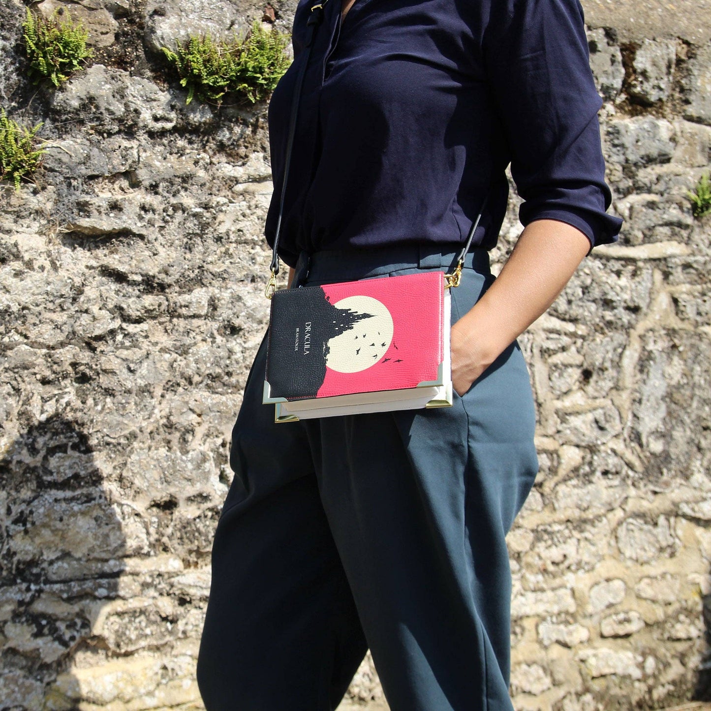 Dracula Moon Red Book Handbag Crossbody Purse: Small