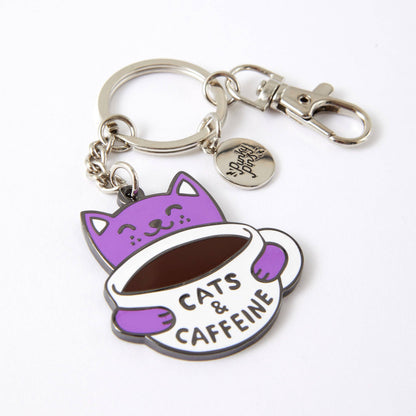 Cats & Caffeine Enamel Keyring