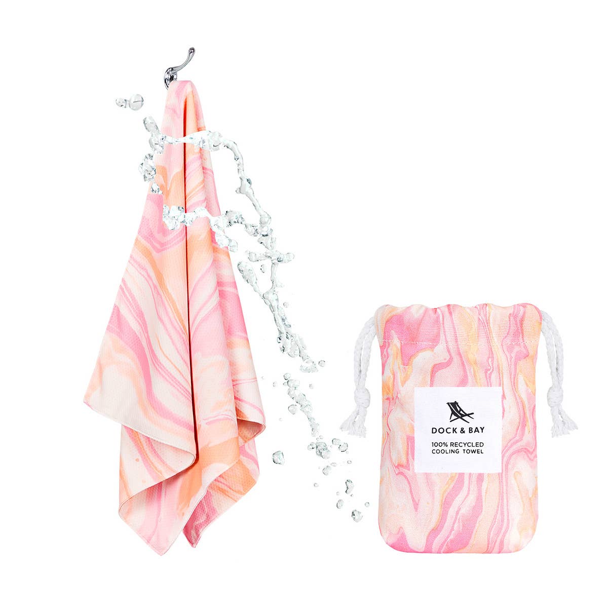 Dock & Bay Cooling Towels - Marble - Peach Melba: One Size (27x13")