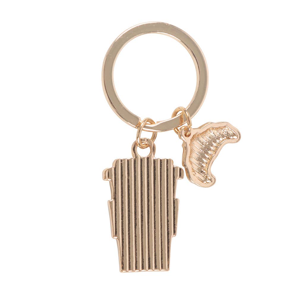 Coffee and a Friend Croissant Keyring