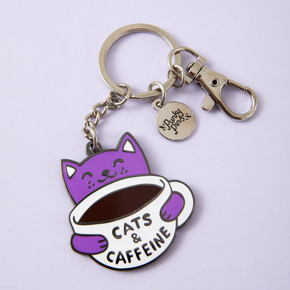 Cats & Caffeine Enamel Keyring