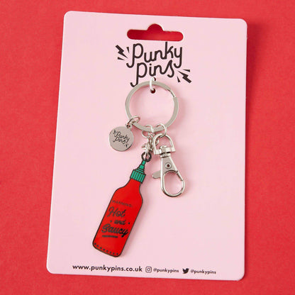 Hot and Saucy Enamel Keyring