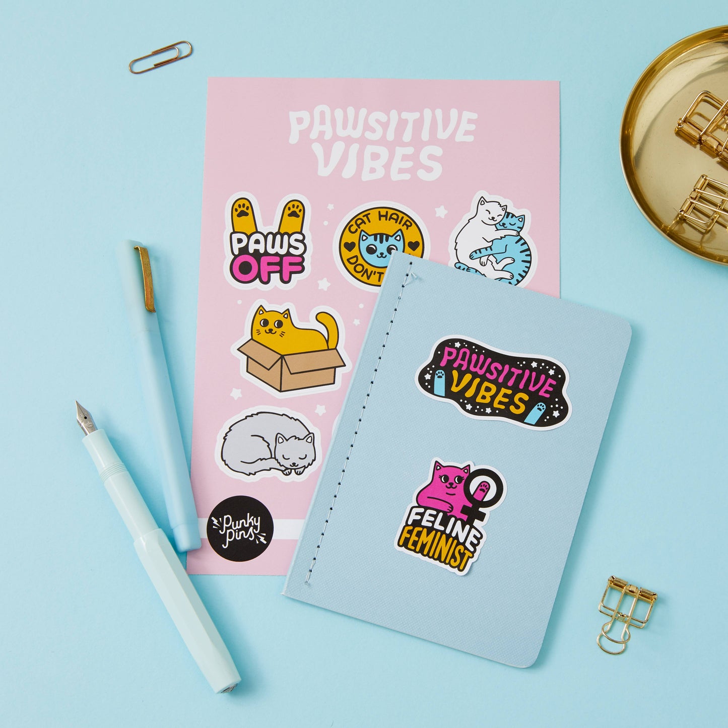 Pawsitive Vibes Cats Vinyl Sticker Sheet