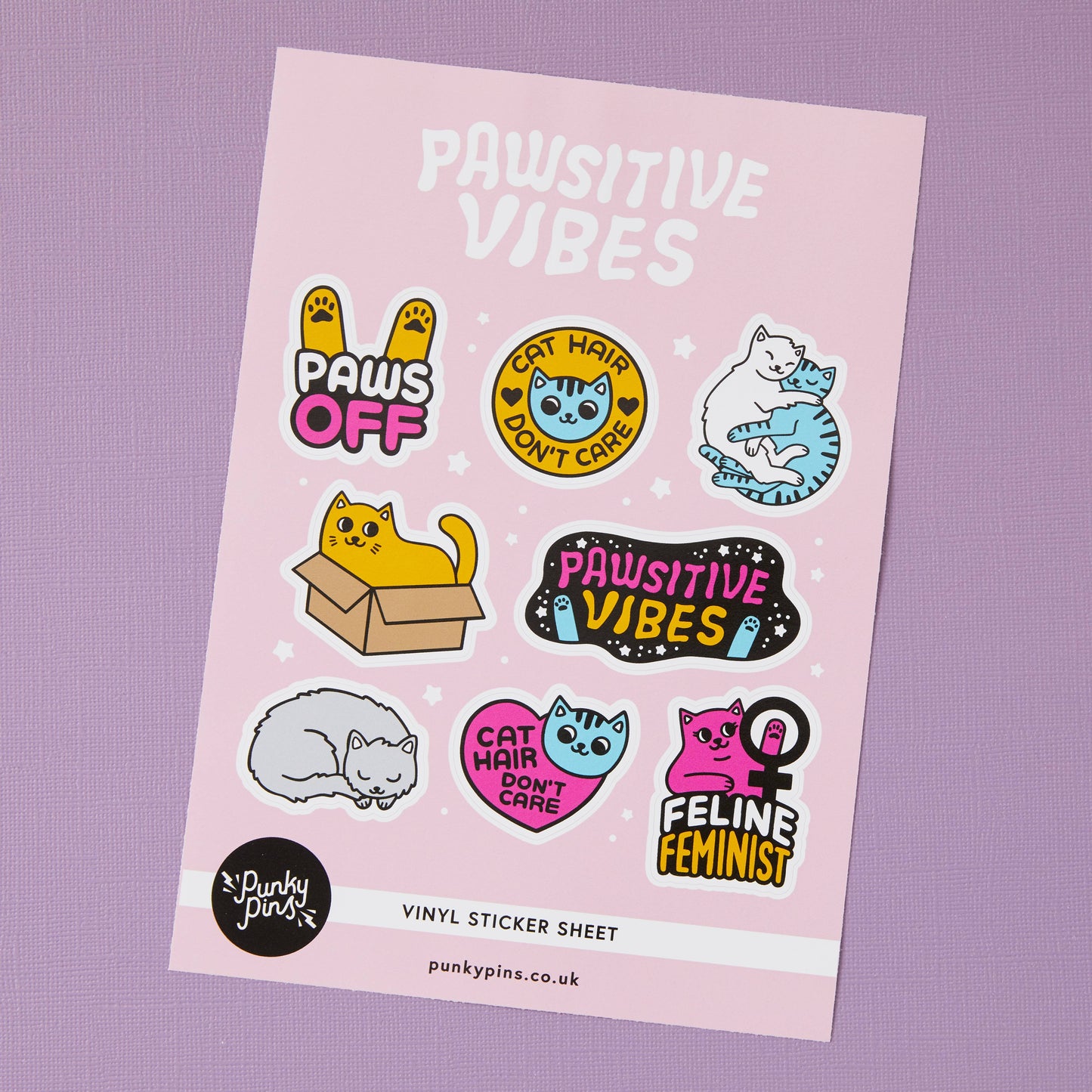 Pawsitive Vibes Cats Vinyl Sticker Sheet