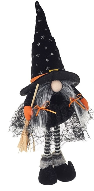 Halloween Witch Gonk Standing, with Boo Banner and Broomstick