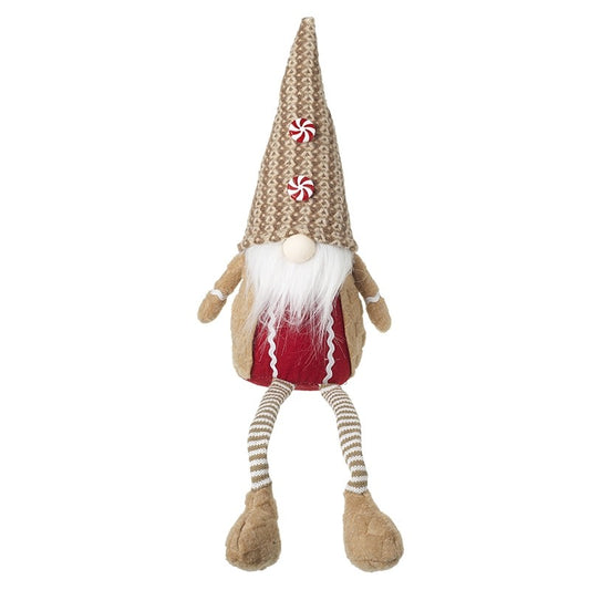 Sitting Gonk With Red & White Swirl Hat