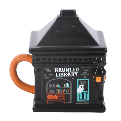 Spooky Street Shop Lidded Mugs | Apothecary & Haunted Library