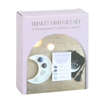 Stress Healing Crystal Set With Moon Trinket Dish