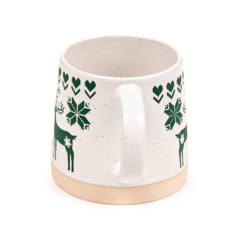 Green Reindeer Tapered Stoneware Mug
