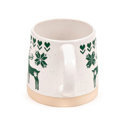 Green Reindeer Tapered Stoneware Mug