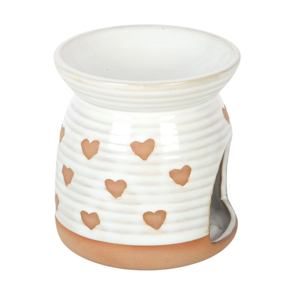 Beige Heart Print Oil Burner