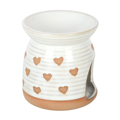 Beige Heart Print Oil Burner
