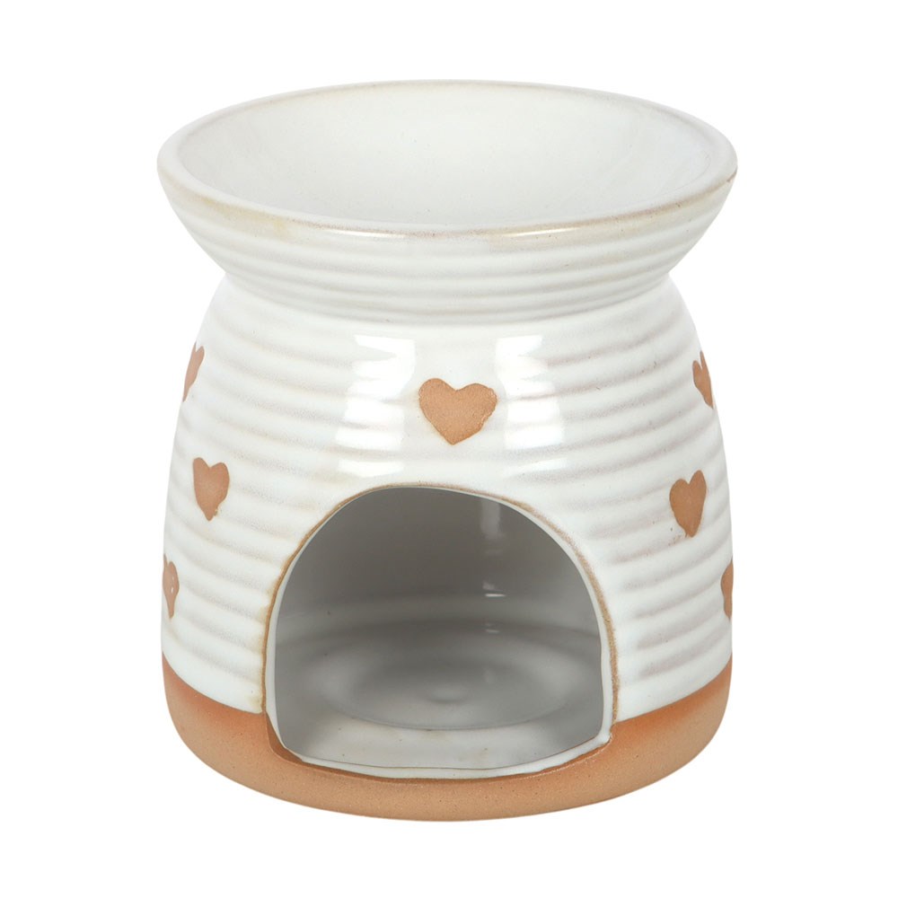 Beige Heart Print Oil Burner