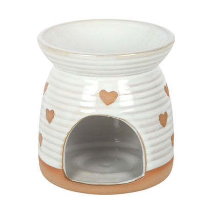Beige Heart Print Oil Burner